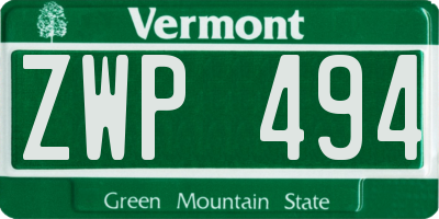 VT license plate ZWP494