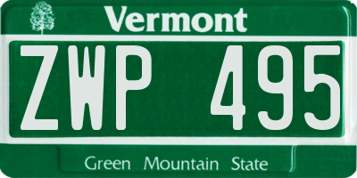 VT license plate ZWP495