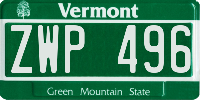 VT license plate ZWP496
