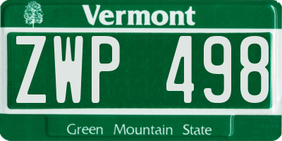 VT license plate ZWP498