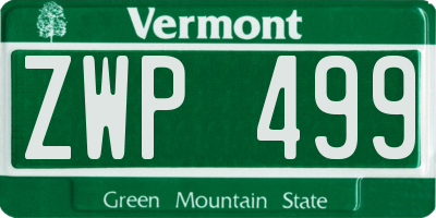 VT license plate ZWP499