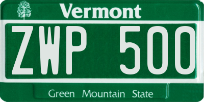 VT license plate ZWP500