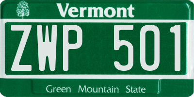 VT license plate ZWP501
