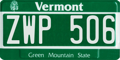 VT license plate ZWP506