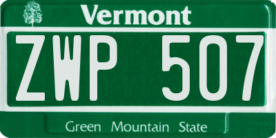 VT license plate ZWP507