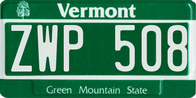 VT license plate ZWP508