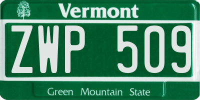 VT license plate ZWP509