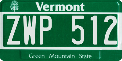VT license plate ZWP512