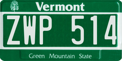 VT license plate ZWP514