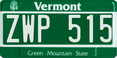 VT license plate ZWP515