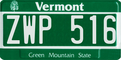 VT license plate ZWP516