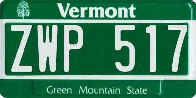 VT license plate ZWP517