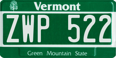 VT license plate ZWP522