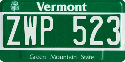 VT license plate ZWP523