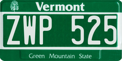 VT license plate ZWP525