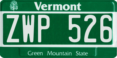 VT license plate ZWP526