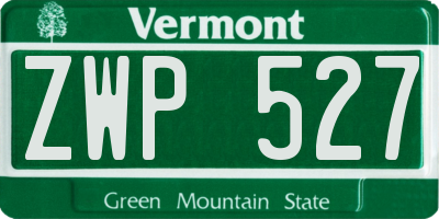 VT license plate ZWP527