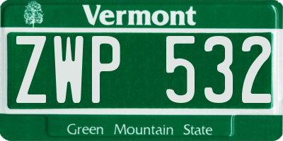 VT license plate ZWP532