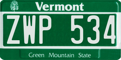 VT license plate ZWP534
