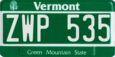 VT license plate ZWP535