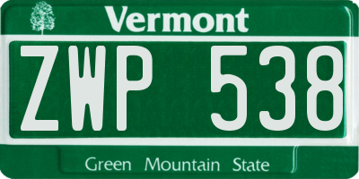 VT license plate ZWP538