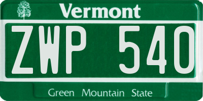 VT license plate ZWP540
