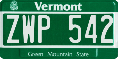 VT license plate ZWP542