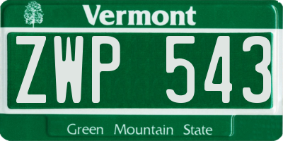 VT license plate ZWP543
