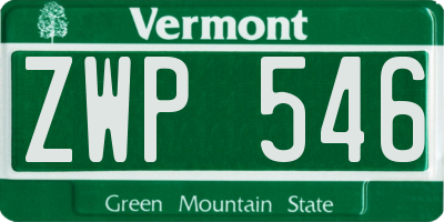 VT license plate ZWP546