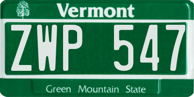 VT license plate ZWP547