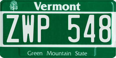 VT license plate ZWP548