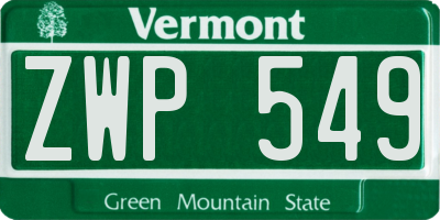 VT license plate ZWP549