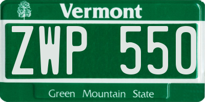 VT license plate ZWP550