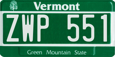 VT license plate ZWP551
