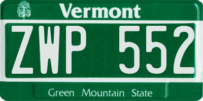 VT license plate ZWP552