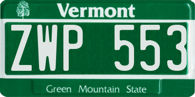 VT license plate ZWP553