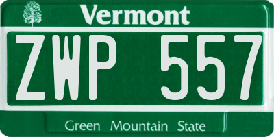 VT license plate ZWP557