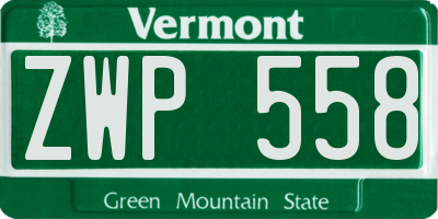 VT license plate ZWP558