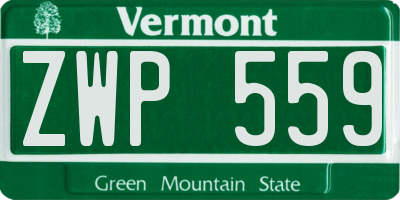 VT license plate ZWP559