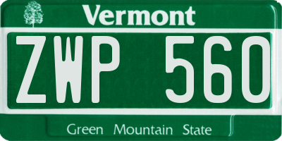 VT license plate ZWP560