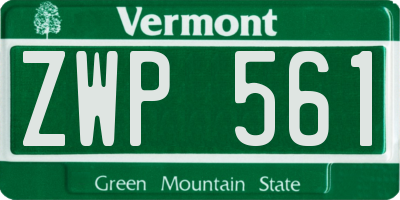 VT license plate ZWP561