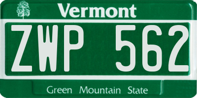 VT license plate ZWP562