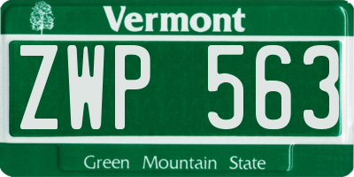 VT license plate ZWP563