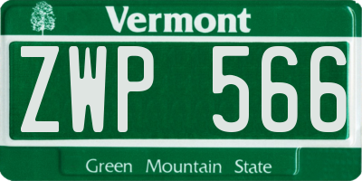 VT license plate ZWP566