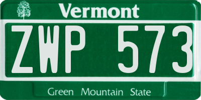 VT license plate ZWP573