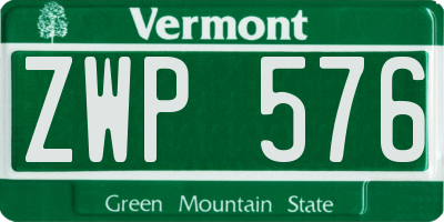 VT license plate ZWP576