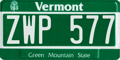 VT license plate ZWP577