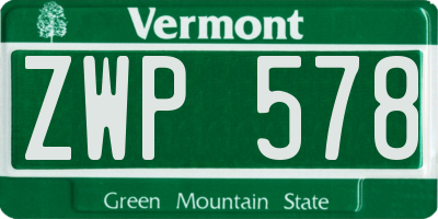 VT license plate ZWP578