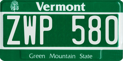 VT license plate ZWP580