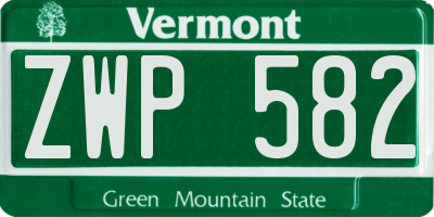 VT license plate ZWP582